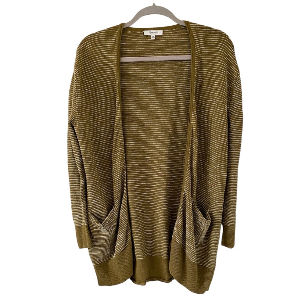 Madewell Open Summer Ryder Cardigan Olive Stripe Size XS